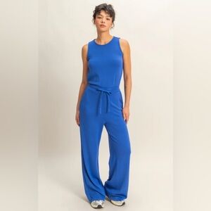 Serra Vibrant Blue Sleeveless Jumpsuit Romper Stretch Pull On Wide Leg Size XL